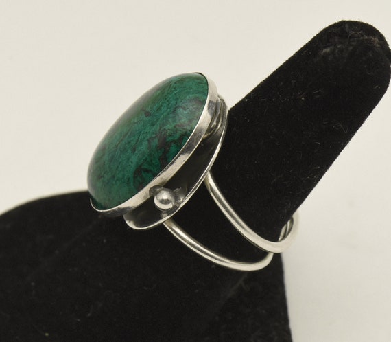 Vintage Handmade Chrysocolla Sterling Silver Adju… - image 5