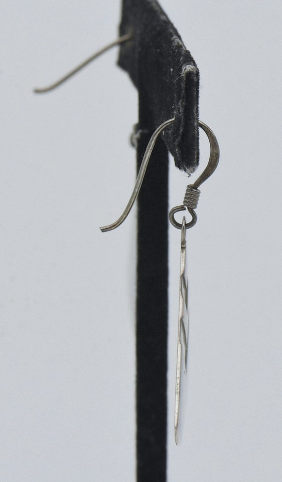 Vintage Sterling Silver Triangular Dangle Earrings - image 3