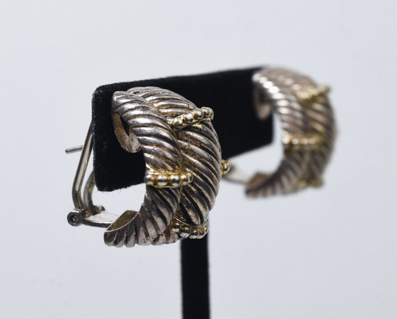 Heavy Triple Braid Sterling Silver Earrings - image 3