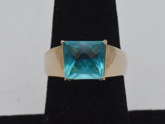 Ross simons Vintage Gold Tone Teal Glass Ring Size 7 Etsy Australia