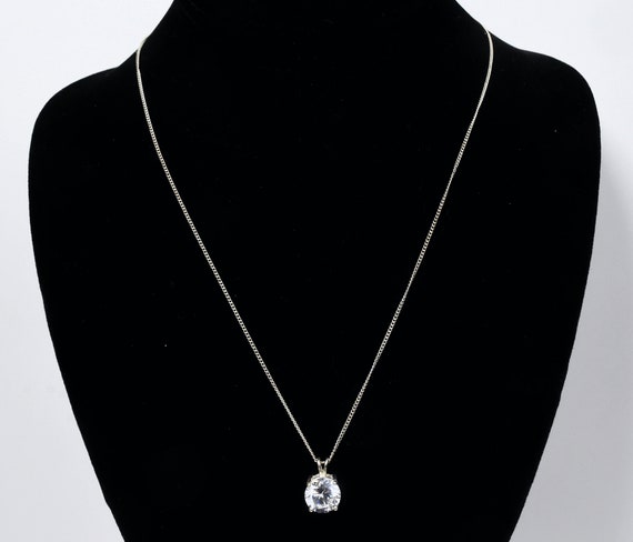 Cubic Zirconia Pendant Sterling Silver Chain Necklace - 19