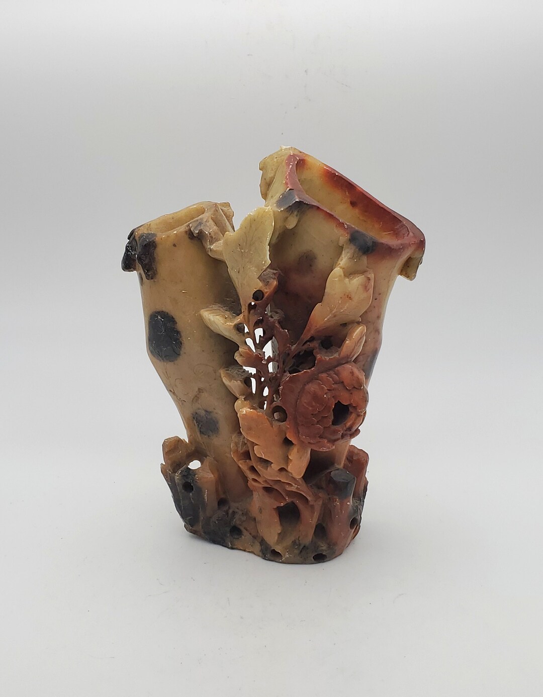 Vintage Hand Carved Soapstone Wall Pocket Bud Vase Etsy