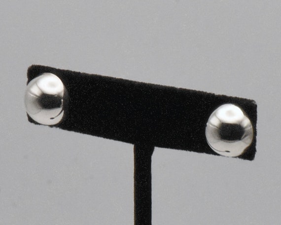 Vintage Sterling Silver Dome Stud Earrings - image 4