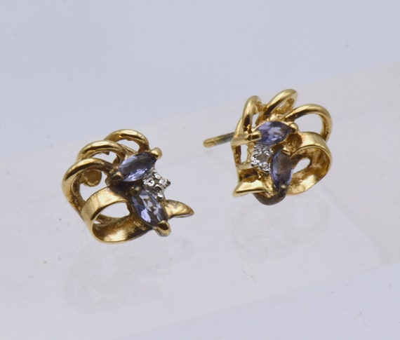 Vintage Tanzanite and Diamond Gold Plated Sterlin… - image 7