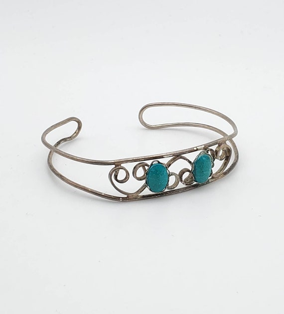 Vintage Delicate Handmade Turquoise Bracelet - image 1