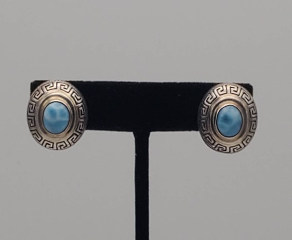 Vintage Handmade Larimar Sterling Silver Earrings - image 6