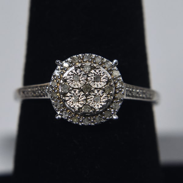 Scott Kay - Sterling Silver Halo Diamond Ring - Size 7