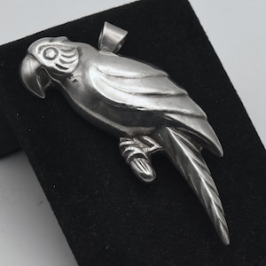 Vintage Sterling Silver Parrot Brooch/Pendant