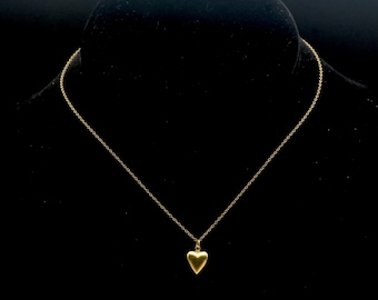 Vintage 10k Gold Heart Pendant Chain Necklace - 13"