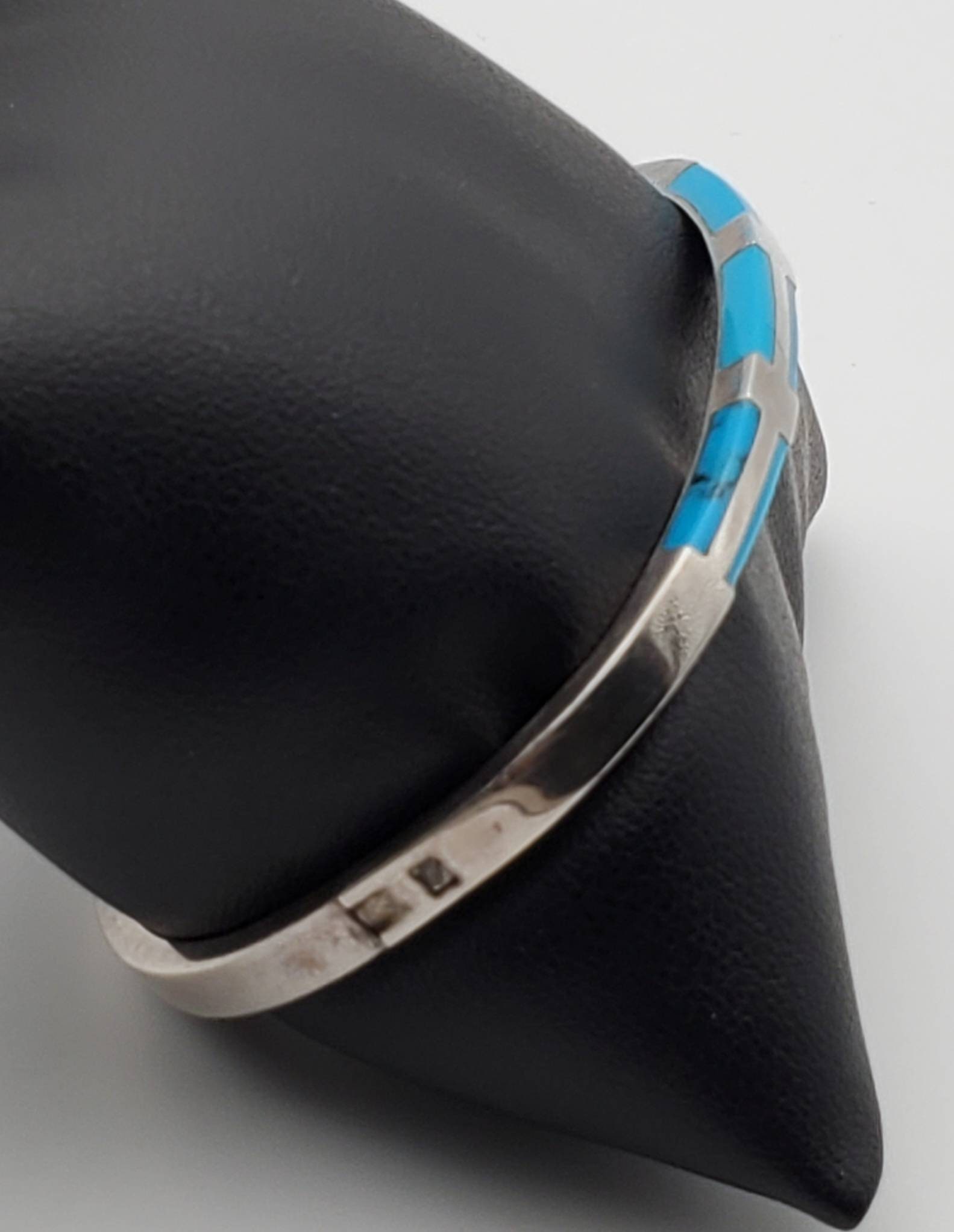 Vintage 950 Silver Turquoise Hinged Bangle - Etsy Canada