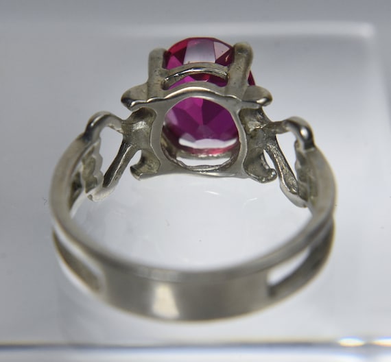 Sterling Silver Synthetic Ruby Ring - Size 7.5 - image 5