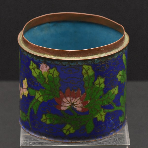 Vintage Metal Cloisonne Enamel Canister