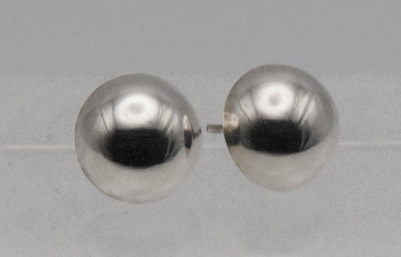 Vintage Sterling Silver Dome Stud Earrings - image 6
