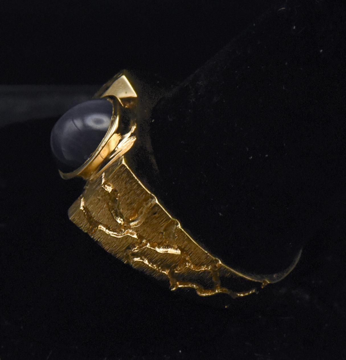 Saleman Rind Vintage Synthetic Star Sapphire Gold Plated Salesman Sample Ring - Size ...