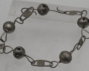 Vintage Handmade Silver Tone Metal Chain Anklet