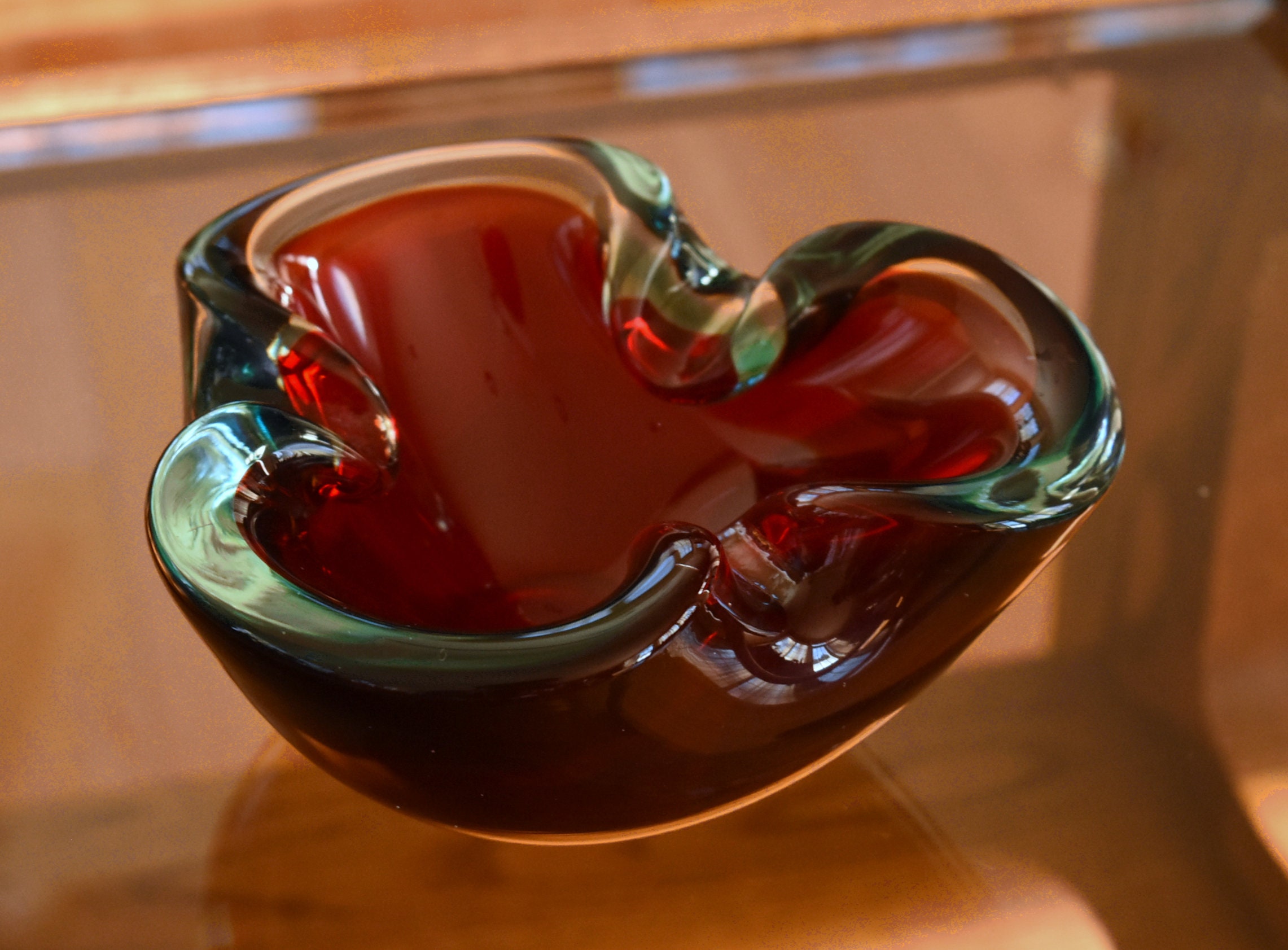 Vintage Handmade Sommerso Glass Ashtray