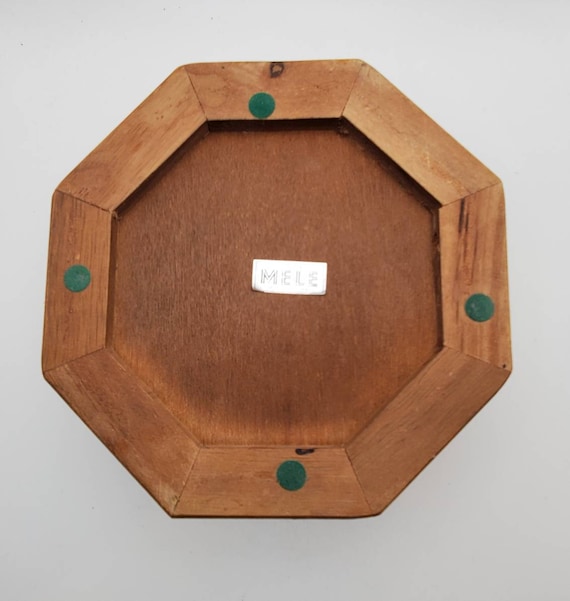 Mele - Vintage Wood and Glass Octagonal Jewelry B… - image 10