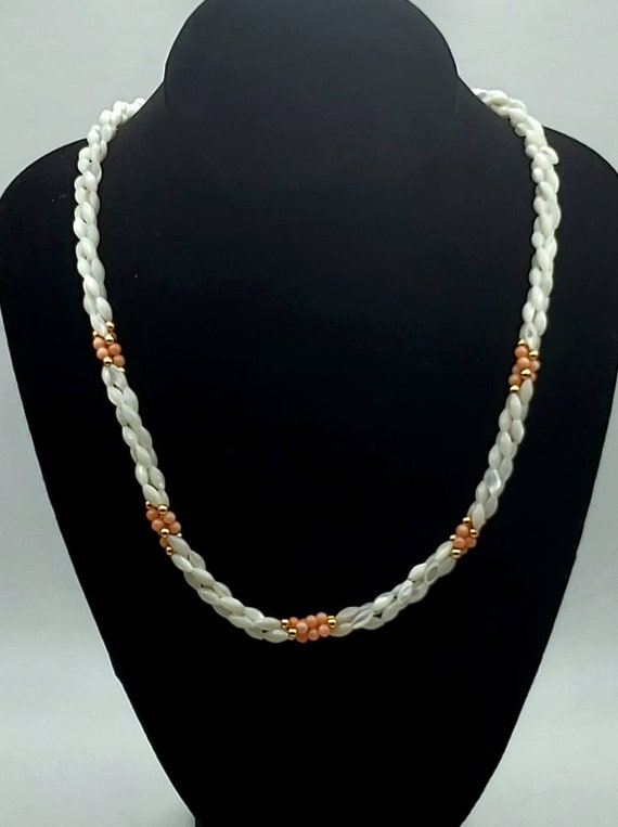 Vintage Triple Twisted Mother-of-Pearl, Pink Coral