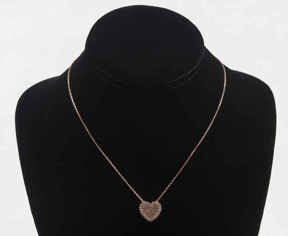 Copper Tone Sterling Silver Chain and Heart Penda… - image 2