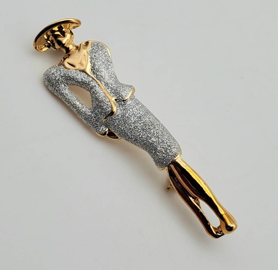 Broche Vintage Ancienne Pailletée - Bijou Ancien - Occasion Bon État