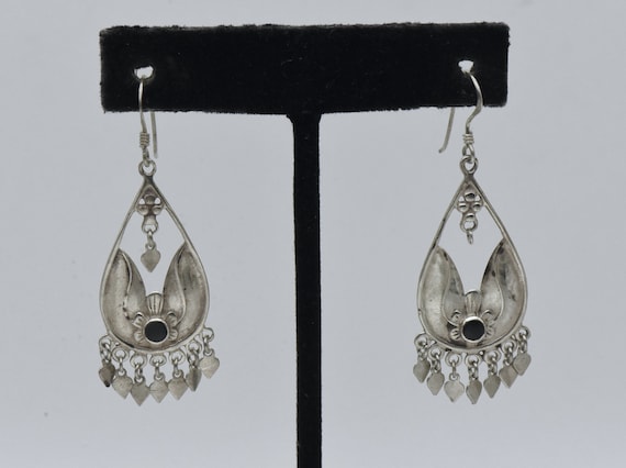 Vintage Handmade Sterling Silver Dangle Earrings - image 1