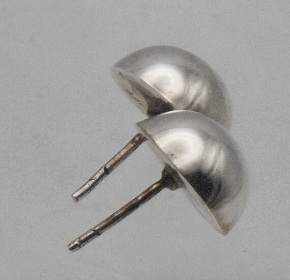 Vintage Sterling Silver Dome Stud Earrings - image 8