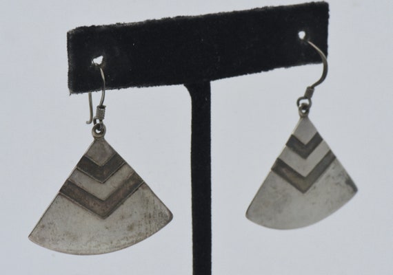 Vintage Sterling Silver Triangular Dangle Earrings - image 2