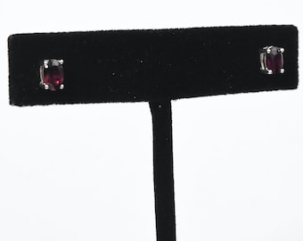 Garnet Sterling Silver Stud Earrings