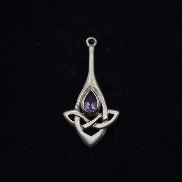 Vintage Sterling Silver Amethyst Celtic Knot Pendant