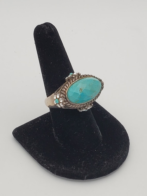 Barse Faceted Turquoise LARGE Starting Silver Ring Size 7.75 Etsy Canada