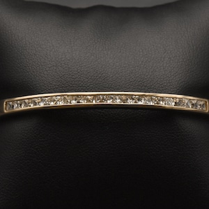 Vintage Gold Tone Sterling Silver Cubic Zirconia Hinged Bangle
