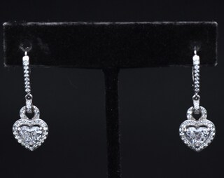 Orecchini A Cuore In Argento 925 Con Zirconi - 26mm - Regalo Donna In Portagioie