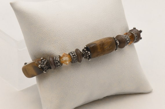 Rectangular Tiger's Eye Bead Elastic Bracelet - image 3