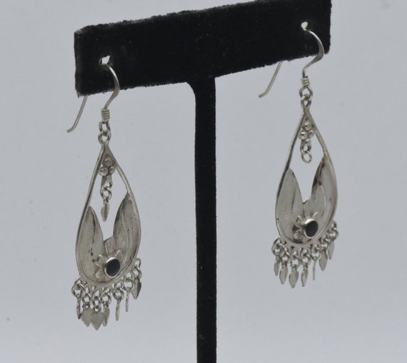 Vintage Handmade Sterling Silver Dangle Earrings - image 2