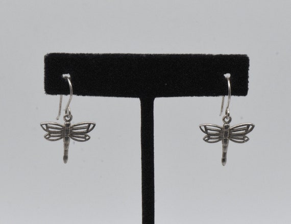 Vintage Sterling Silver Dragonfly Earrings - image 1