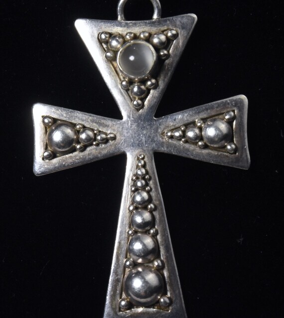 Large Heavy Sterling Silver Crucifix Pendant with… - image 3