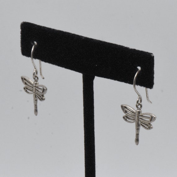 Vintage Sterling Silver Dragonfly Earrings - image 4