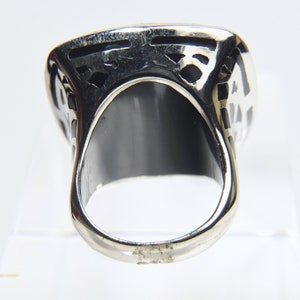 Large Sterling Silver Inlaid Black Onyx Ring Size 7.75 image 4