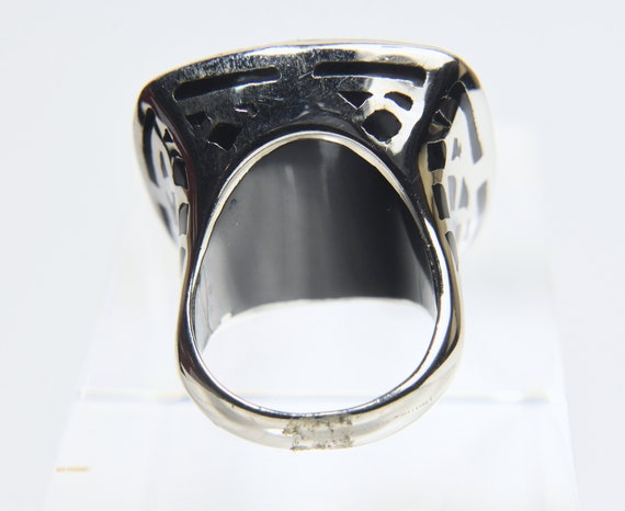 Large Sterling Silver Inlaid Black Onyx Ring - Si… - image 4