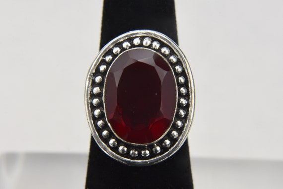 German 800 Silver and Garnet Ring - image 2