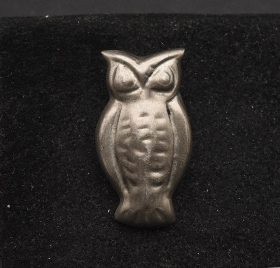 Vintage Handmade Sterling Silver Owl Pendant - image 1