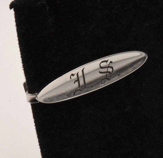 Vintage Sterling Silver Monogrammed Tie Clip