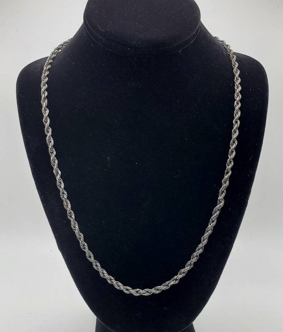 Vintage Twisted Rope Sterling Silver Chain Mexican Necklace 24