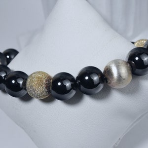 Heavy Italian Sterling Silver and Hematite Beaded Bracelet image 2