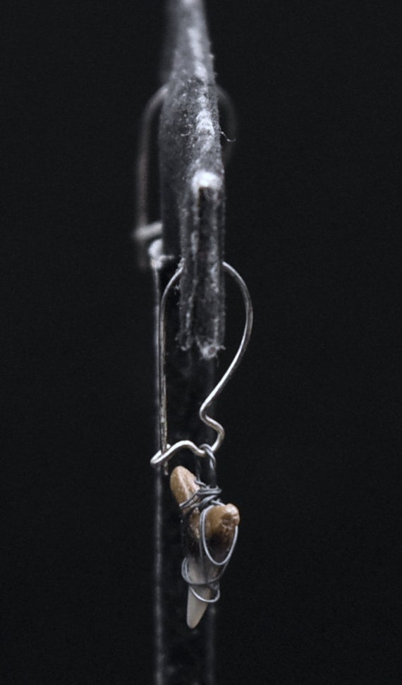 Vintage Shark Teeth Wire Wrapped Earrings - image 3