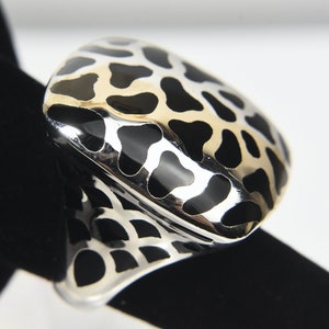 Large Sterling Silver Inlaid Black Onyx Ring Size 7.75 image 5