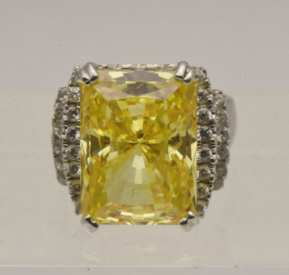 Vintage Sterling Silver Canary Yellow Cubic Zirco… - image 6