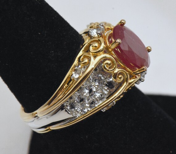 Composite Ruby and Colorless Sapphire Dual Tone S… - image 5