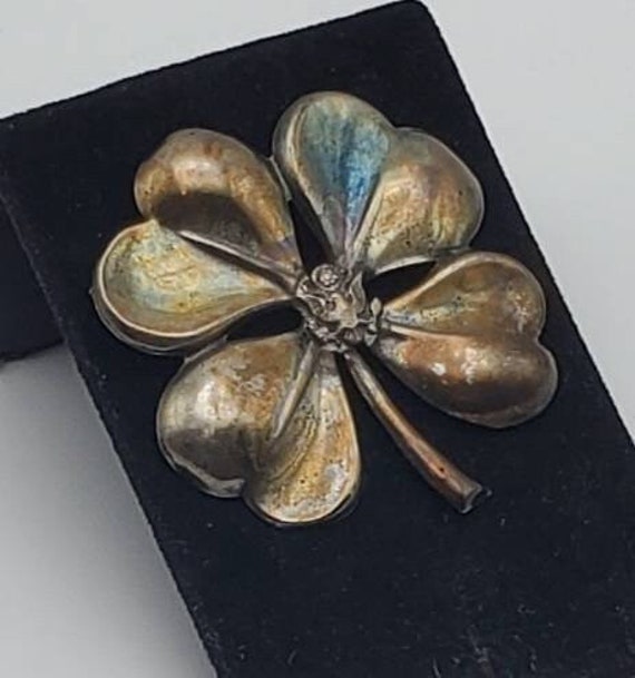 * vintage brooch ୨୧ *✵ ヴィンテージ ブローチ (b) Vintage Sterling Silver Four Leave Clover With US Military