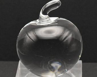 Vintage Farbloser Apfel Briefbeschwerer aus Glas